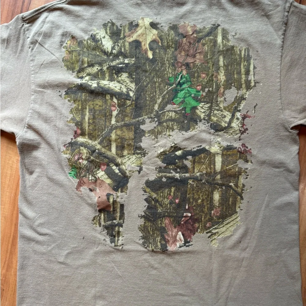 Mossy Oak Vintage Y2K Crazy Front & Back Graphic RealTree Camo Grunge Print XL‎